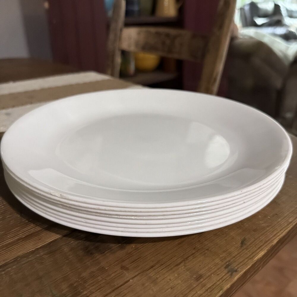 Set of 8 Dinner Plates 10.25" Winter Frost White Corelle vintage